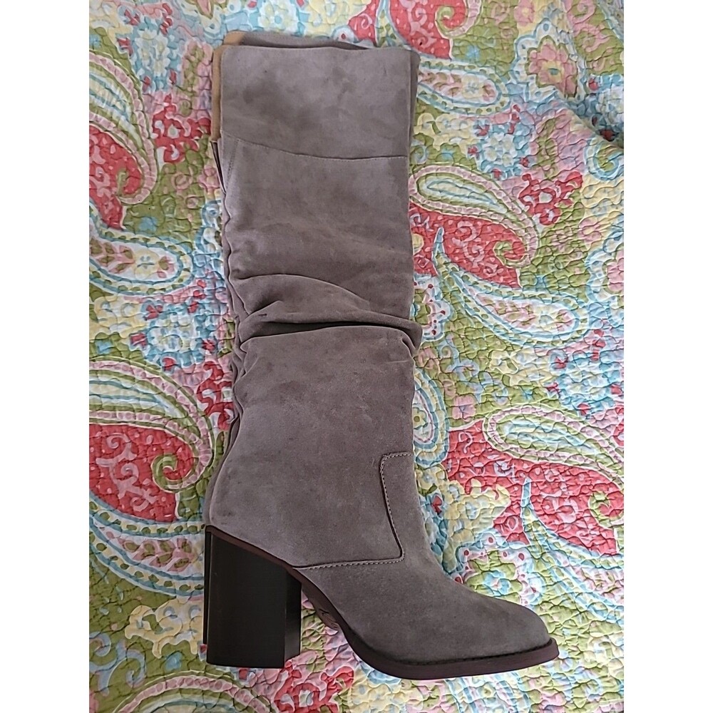 Crown Vintage Over The Knee Boots Sz 7.5 Light Brown Suede Block Heel